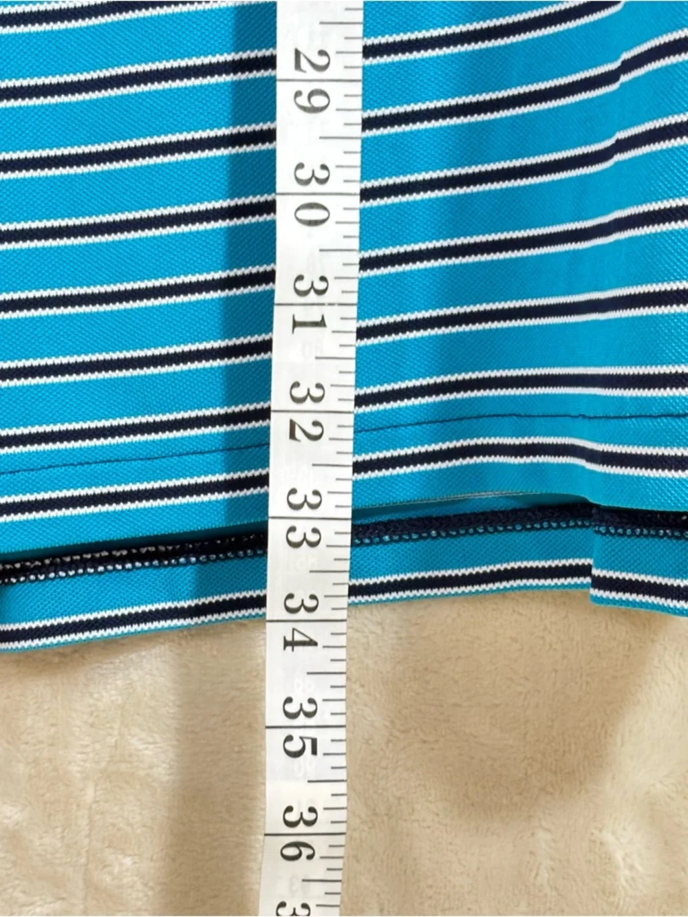 Ralph Lauren RLX Men's Blue Striped Golf Polo with Navy and White Accents SZ-XL